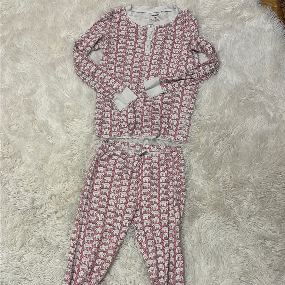 Roller Rabbit Kids Pajama Set in Pink and White